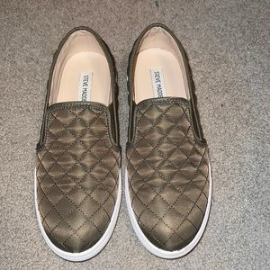 Steve Madden Army Green Quilted Loafers